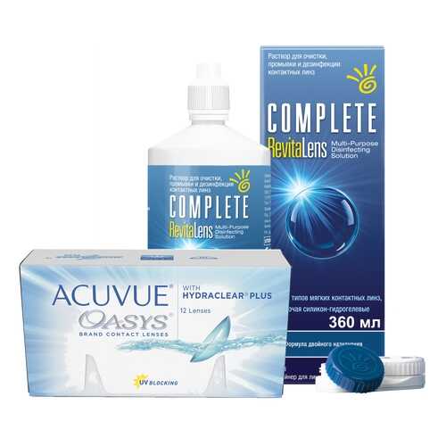 Контактные линзы Acuvue Oasys 12 линз R 8.4 +0.50 + Раствор Complete RevitaLens 360 мл в Аптека Норма