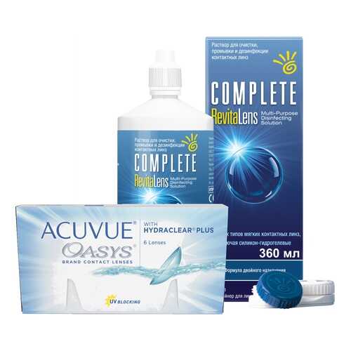 Контактные линзы Acuvue Oasys 6 линз R 8.4 +6.50 + Раствор Complete RevitaLens 360 мл в Аптека Норма