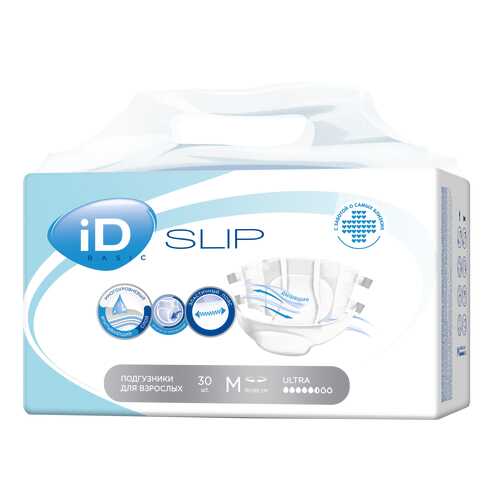 Подгузники для взрослых iD NEW Slip Basic M 30 шт,/3 в Аптека Норма